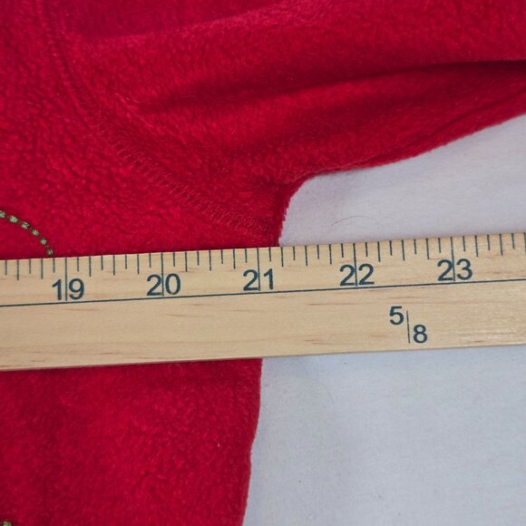 Vintage Red Fleece Cardigan With Embroidered Cat & Yarn Patterns - Picture 5 of 12